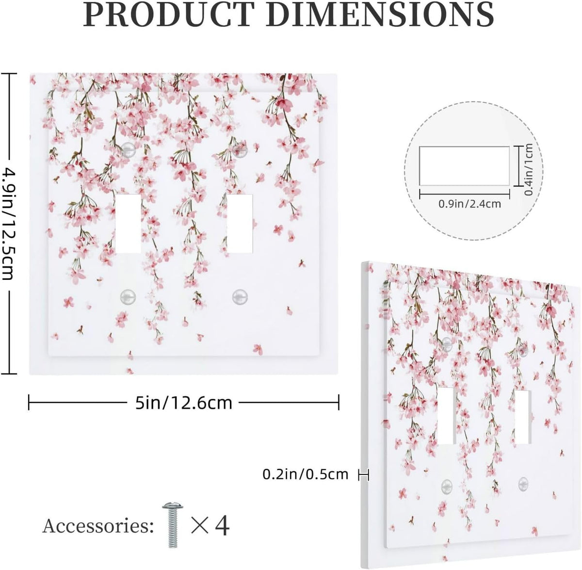 Decorative Switch Plates Sakura Plant Floral Pink Flowers 2 Gang Double Toggle Outlet Light Switch