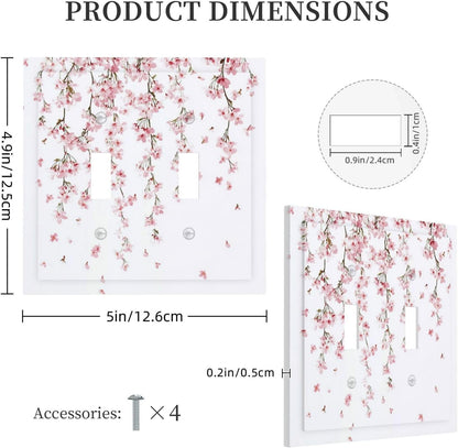 Decorative Switch Plates Sakura Plant Floral Pink Flowers 2 Gang Double Toggle Outlet Light Switch