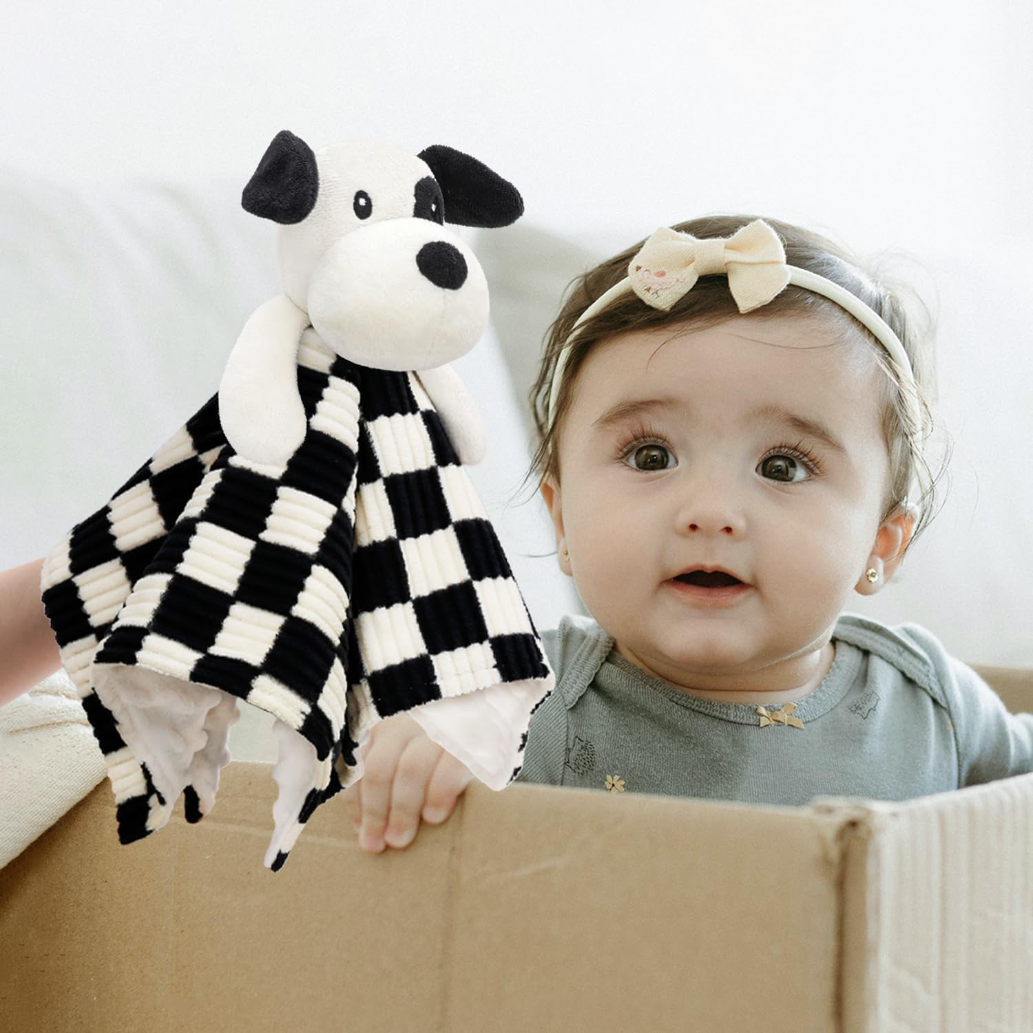 Baby Security Blanket for Boys Girls, High Contrast Super Soft 3D Checkerboard Gingham with Minky