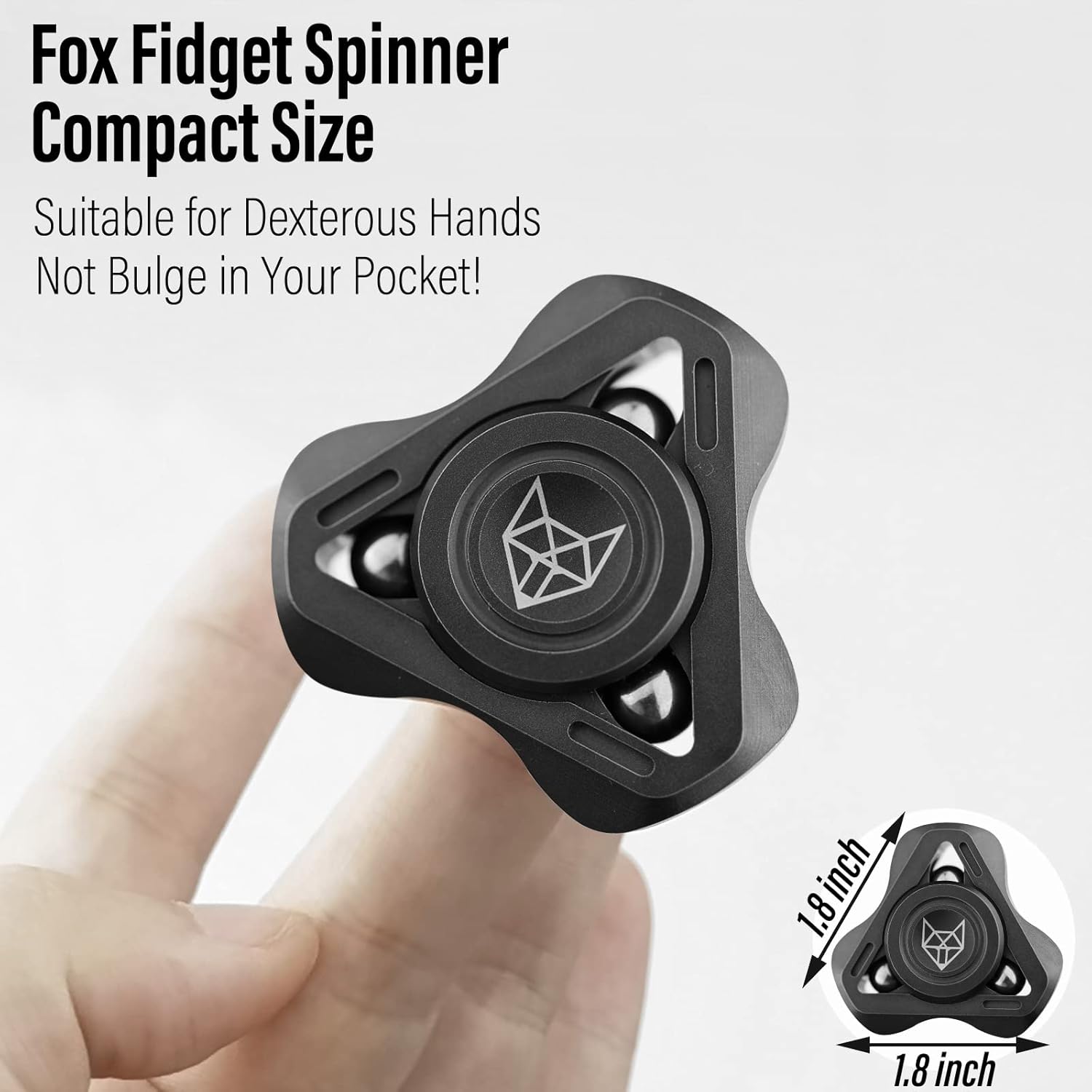 FREELOVE Upgraded Fox Metal Fidget Spinner for Adults, Steel/Glow Balls Clicking Noise, Mini Small
