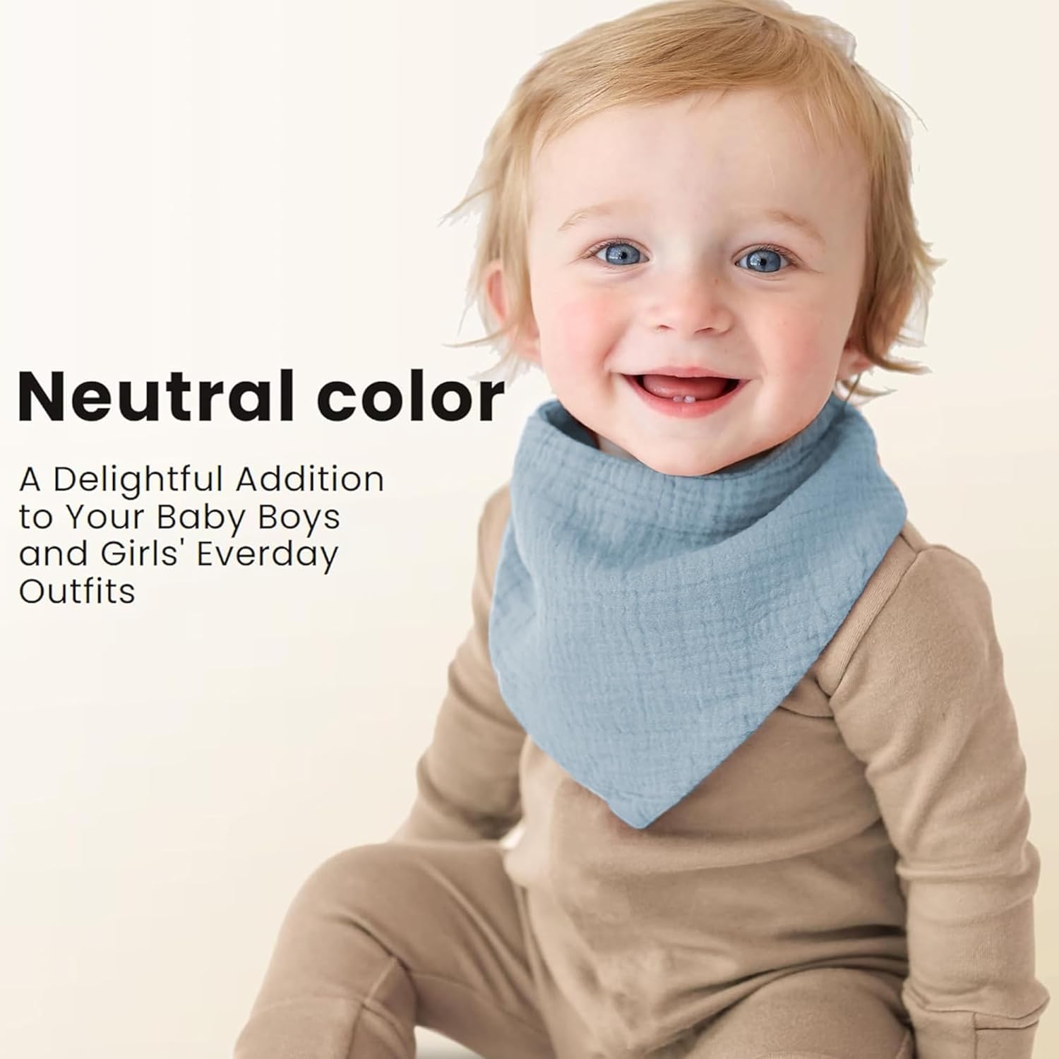 Konssy Muslin Baby Bibs 10 Pack Baby Bandana Drool Bibs 100% Cotton for Unisex Boys and Girls, Soft