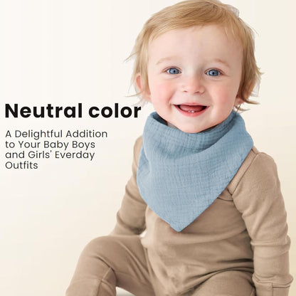 Konssy Muslin Baby Bibs 10 Pack Baby Bandana Drool Bibs 100% Cotton for Unisex Boys and Girls, Soft