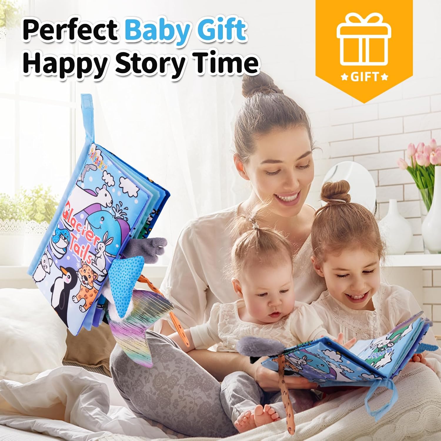 Jollybaby Baby Cloth Books, Touch & Feel Crinkle Soft Books, for Infants Babies, Toddler Early