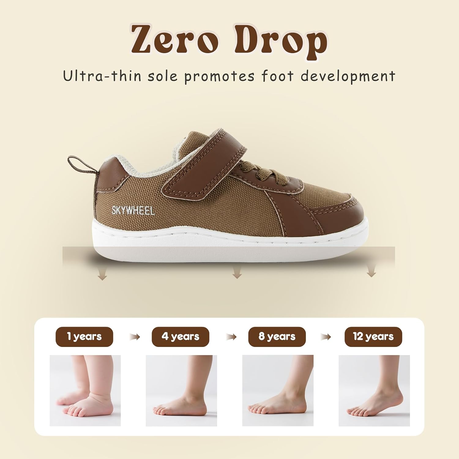 SKYWHEEL Toddler Wide Toe Box Barefoot Shoes Boys Sneakers Kids Tennis Shoes Comfort Lightweight