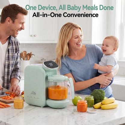 Chefhandy 5-in-1 Baby Food Maker with Stainless Steel Steam Basket, Green