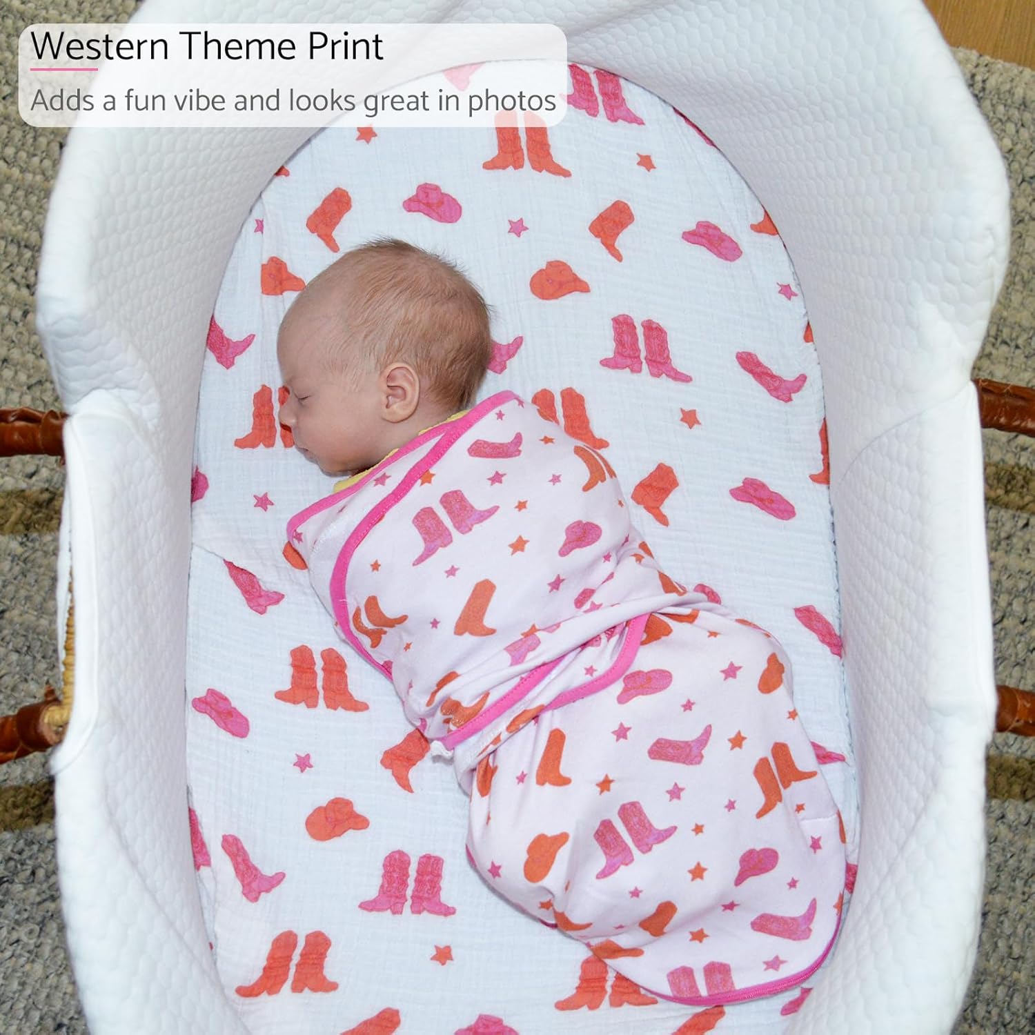 LollyBanks Baby Swaddles 100% Organic Cotton, 3-6 Months Baby Girl Swaddles with Easy Change