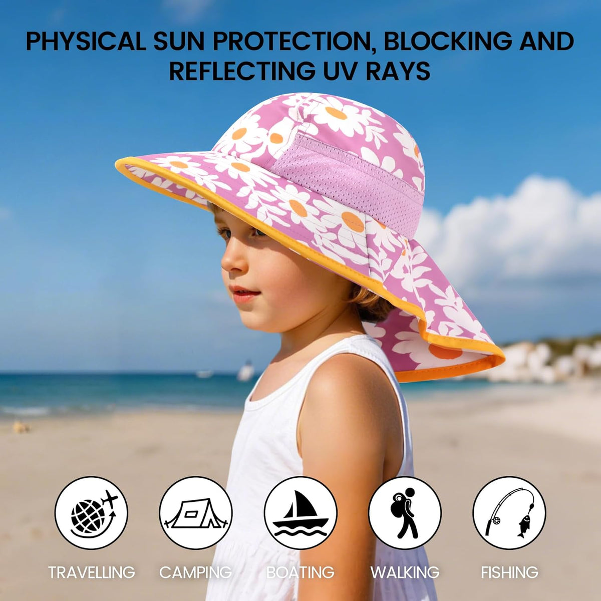 Baby Sun Hat with Neck Flap for Sun Protection Toddler Beach Hat UPF 50+ Outdoors 0-6 Years Boys