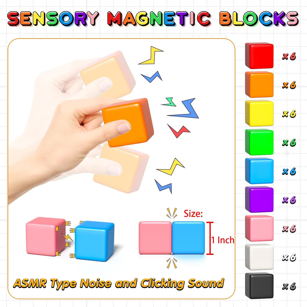 54 PCS Magnetic Blocks, Magnetic Building Blocks for Toddlers 3+, Montessori Toys, Magnet Cubes
