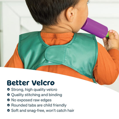 Tiny Twinkle Mess Proof Apron Bibs - 2 Pack Waterproof & Lightweight Baby Bibs for Led Weaning |