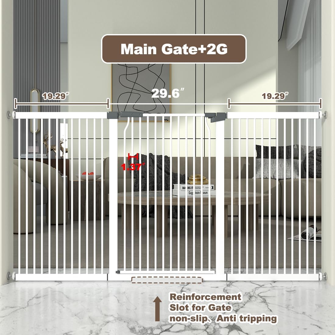 41" Extra Tall and Wide Baby Gate, 68.5-72.2'' Wide Pet Cat Gate for Doorway, Extra Wide Pressure