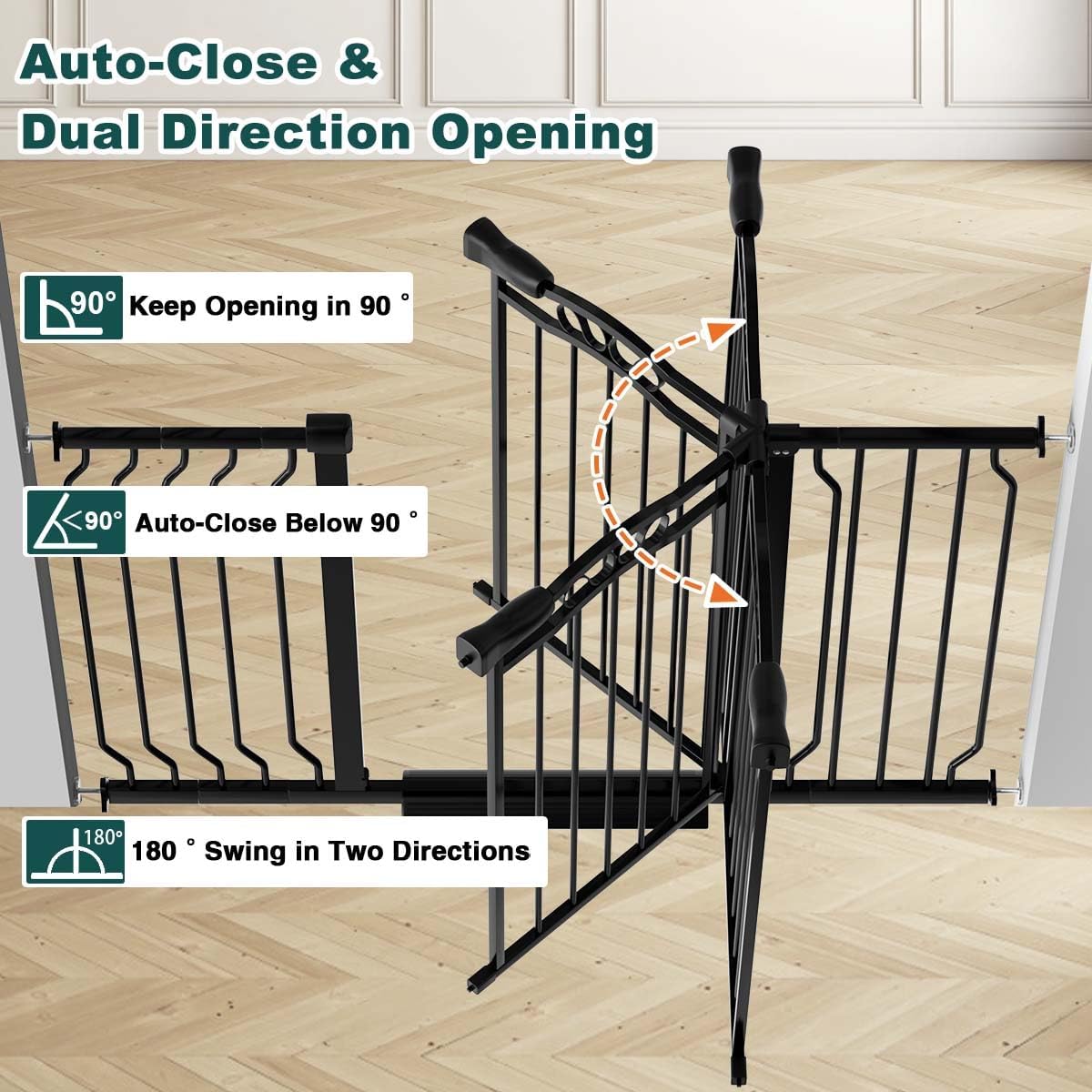 Fairy Baby Baby Gates for Stairs 29.5"-33.5" Wide, Safety Child Gate for Toddler Kids, Pet Dog