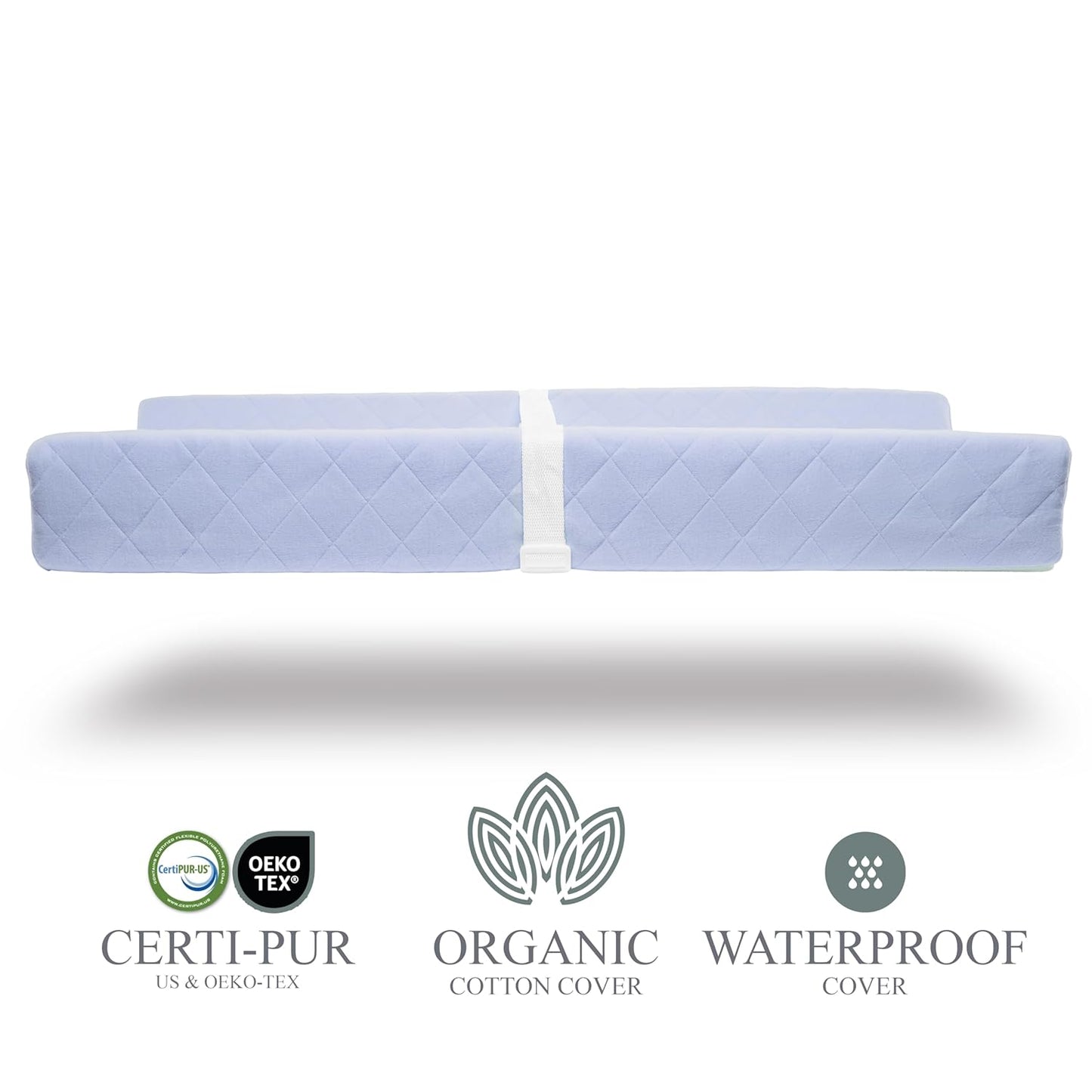 Organic Cotton Contoured Baby Changing Pad w/Waterproof Foam Mattress, Includes Soft, Removable &