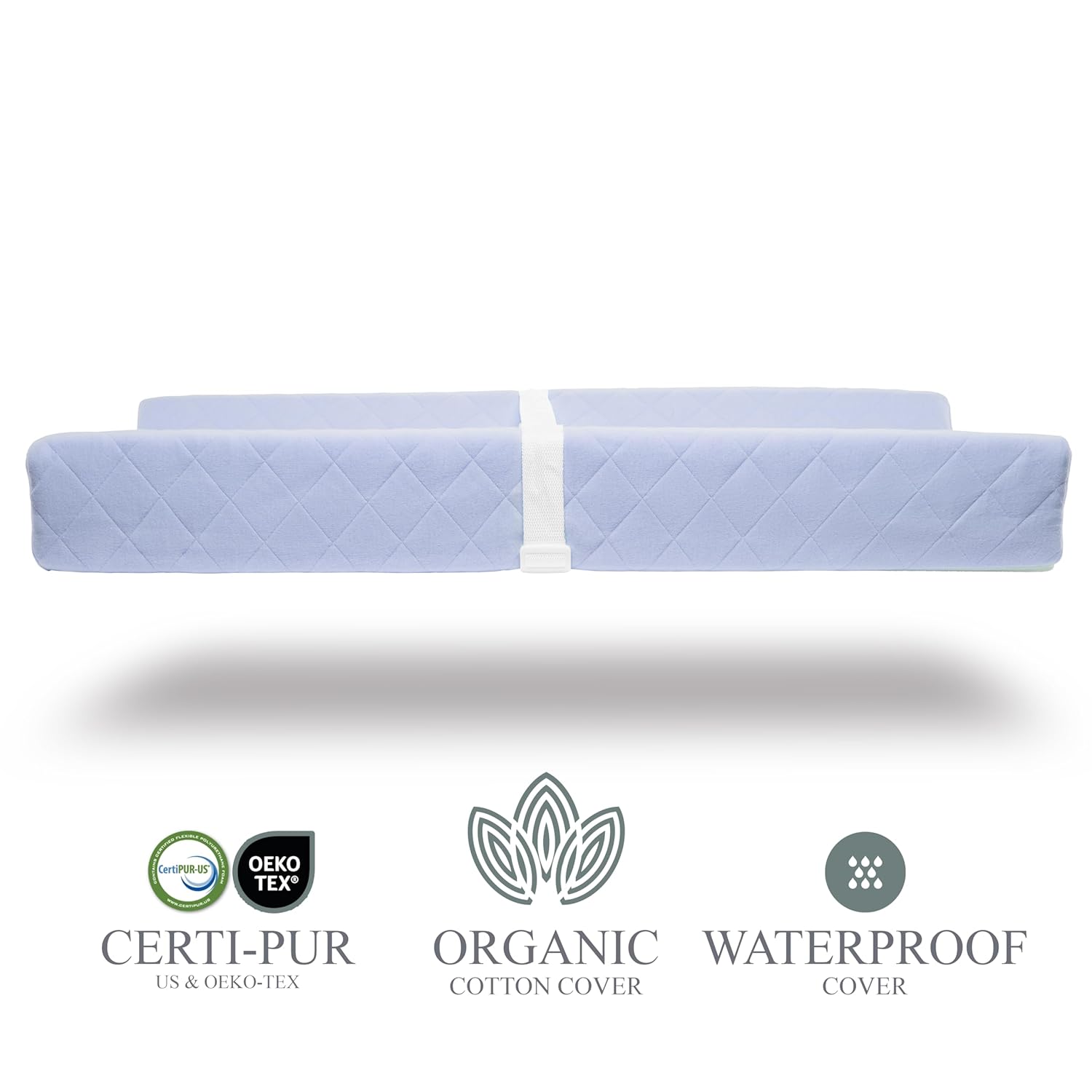 Organic Cotton Contoured Baby Changing Pad w/Waterproof Foam Mattress, Includes Soft, Removable &