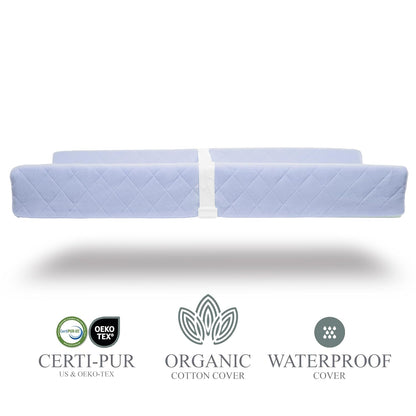Organic Cotton Contoured Baby Changing Pad w/Waterproof Foam Mattress, Includes Soft, Removable &