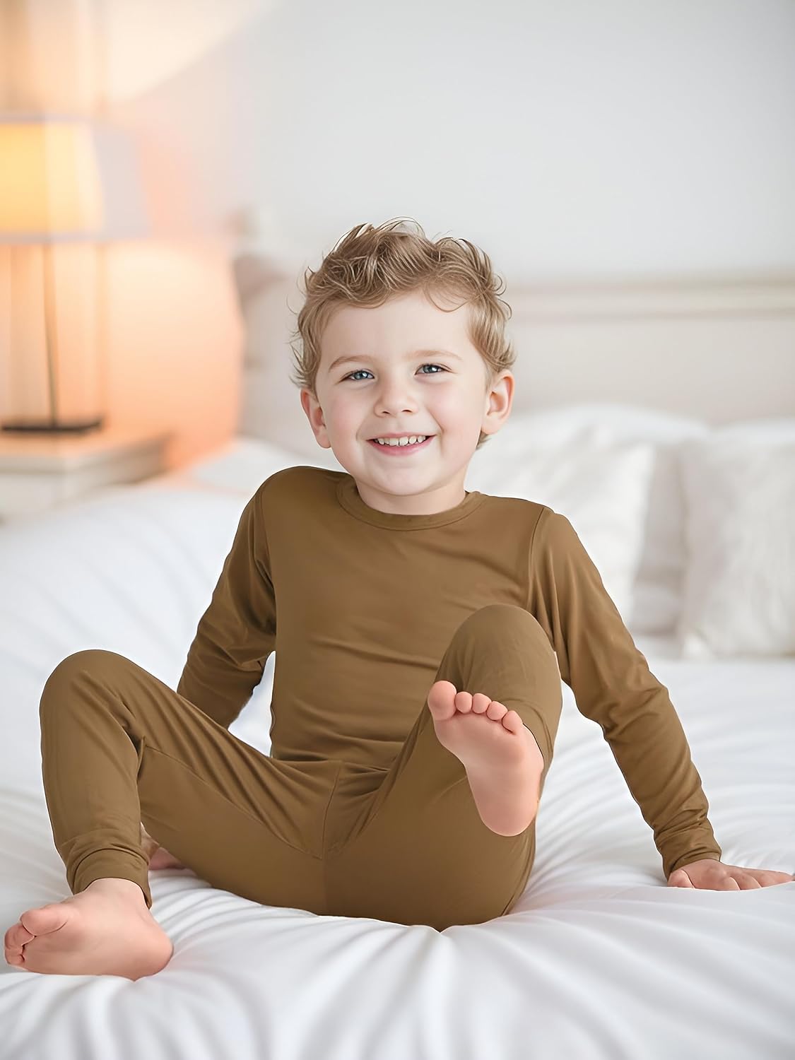 BABY 2T-10Y Toddler Kids Girls Boys Soft Comfy Viscose 2pcs Set Long Sleeve Plain Shirts and Pants