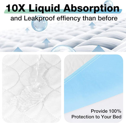 Bed Pads Washable Waterproof, 34" x 52" (4 Pack) Incontinence Bed Pads, Waterproof Bed Pad & Pee