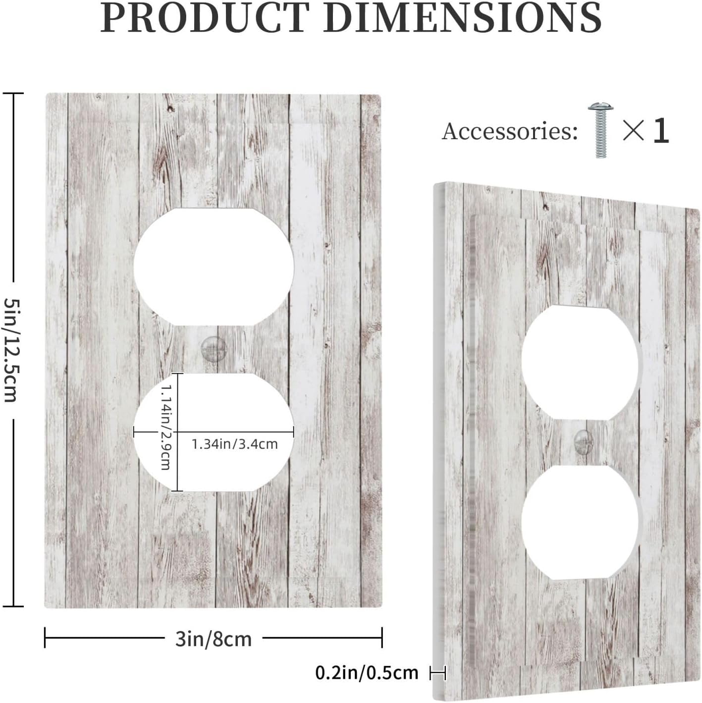 Outlet Covers Rustic Vintage White Wood Grain 1 Gang Duplex Wall Plate Decorative Switch Plates
