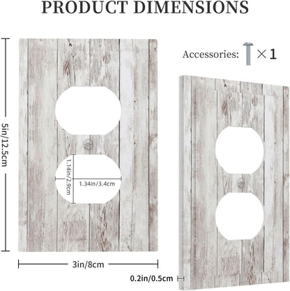 Outlet Covers Rustic Vintage White Wood Grain 1 Gang Duplex Wall Plate Decorative Switch Plates