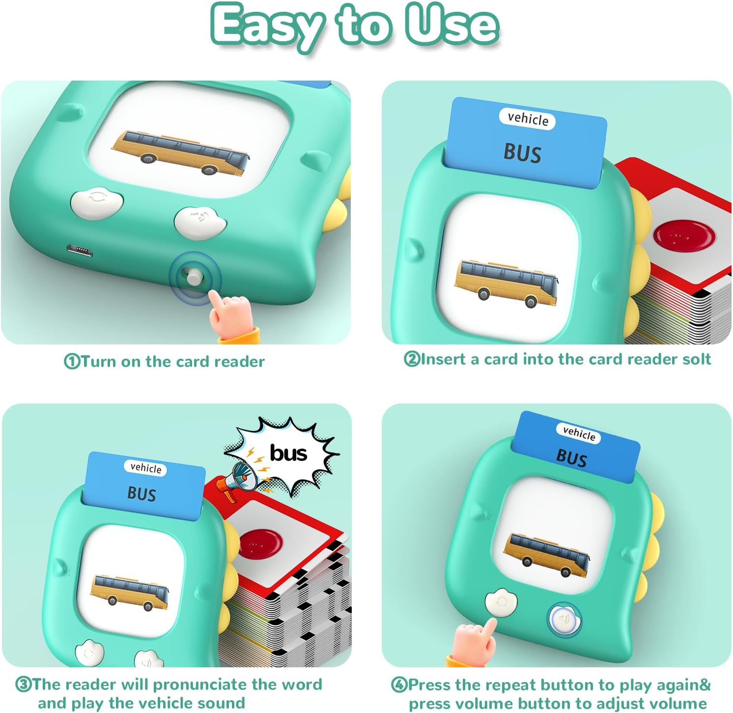Kidzdo Talking Flashcards for Toddlers, 560 English Sight Words Educational Toy, Pocket Speech