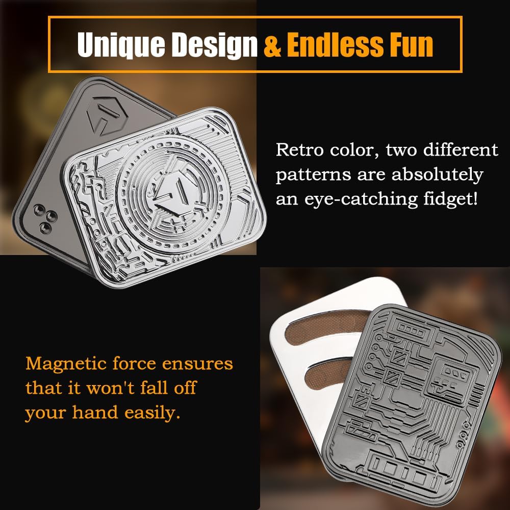 Metal Poker Fidget Slider Toy for Kids Adults, Magnetic Haptic Coin Fidget Pad Push Card, EDC Desk