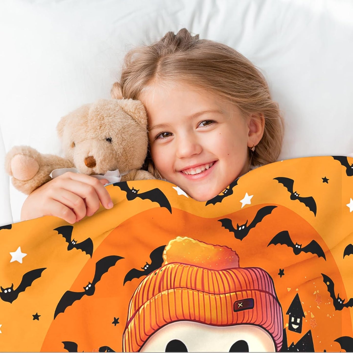 Ship Next Day, Custom Halloween Blanket - Printed in USA, Personalized Baby Blankets with Name