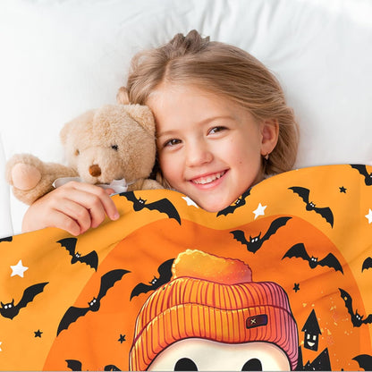 Ship Next Day, Custom Halloween Blanket - Printed in USA, Personalized Baby Blankets with Name