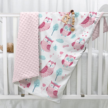 Owl Kid Blanket for Girl - Soft Kids Throw Minky Blankets with Dotted Backing for Girls - Kids