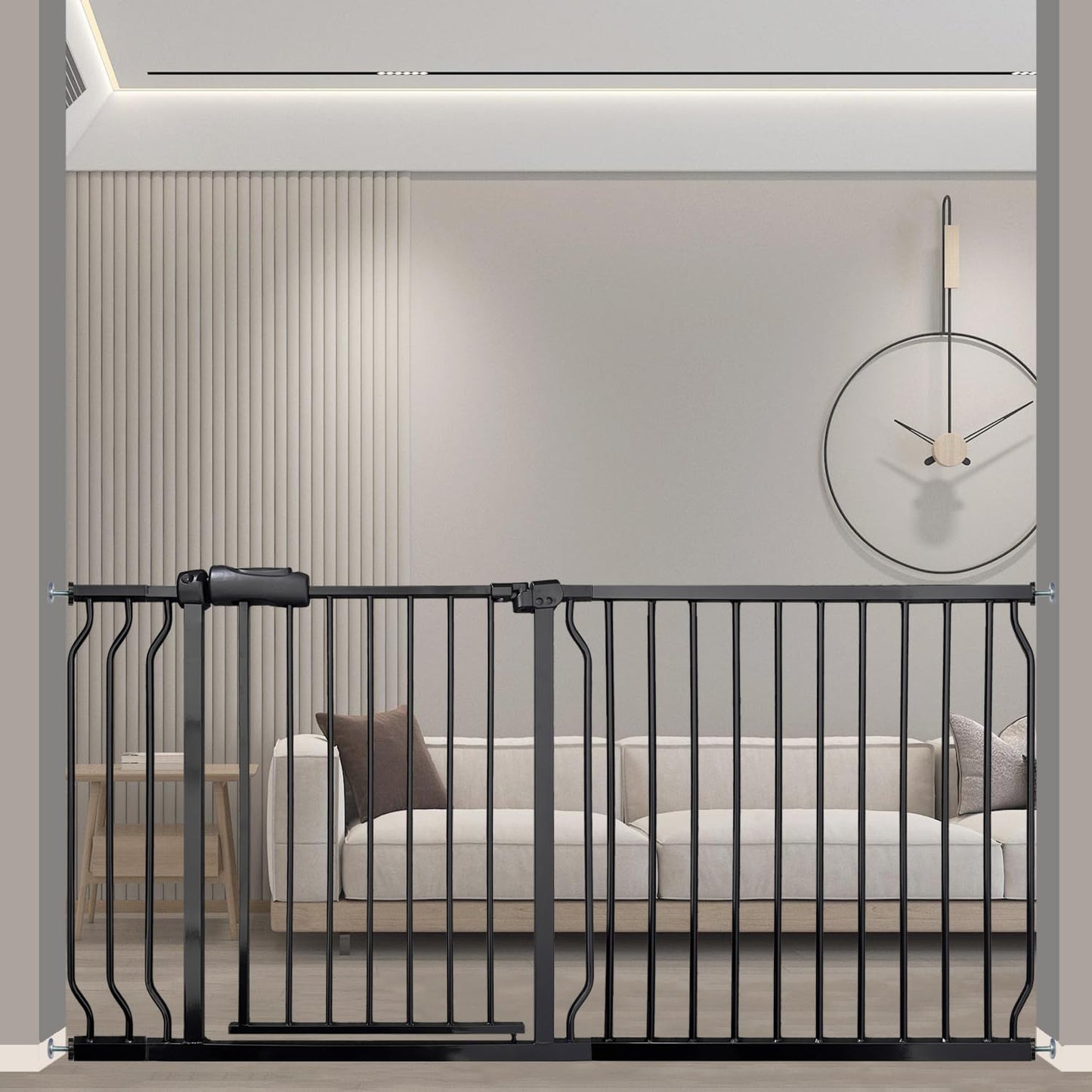 Extra Wide 62-67 Inch Baby Gates for Stairs, Doorways - No Drilling, Pressure Mounted Pet Gates for