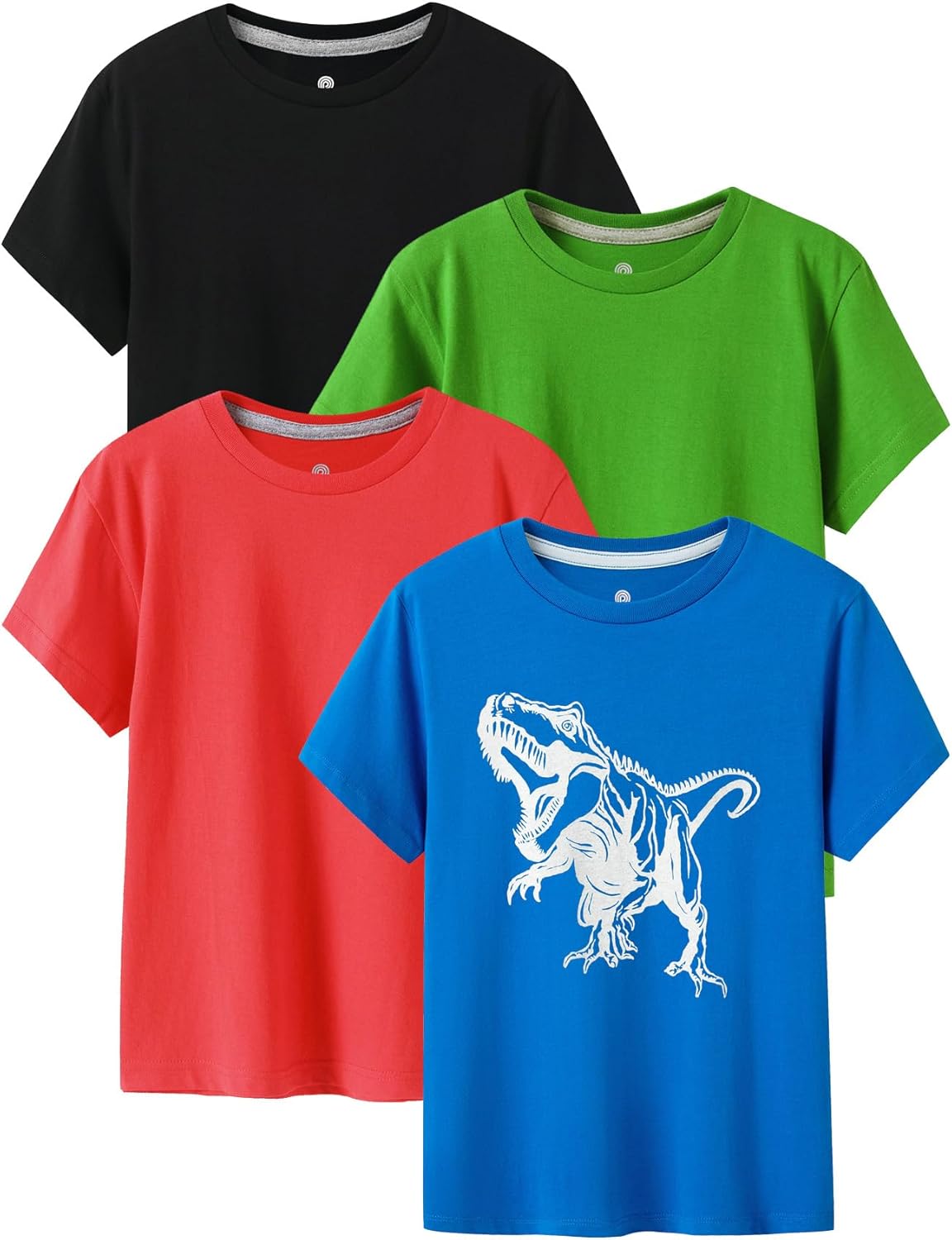 LAPASA Kids T-Shirts Short Sleeve (4 Pack) 100% Cotton Plain Top Tees Boy & Girl Unisex Toddler