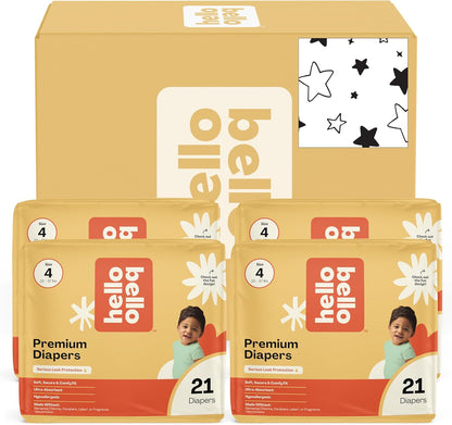 Hello Bello Diapers, Size 4 (22-37 lbs) Superstars - 84 Count Value Pack of Premium Disposable Baby