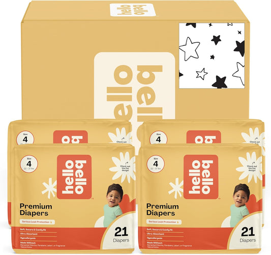 Hello Bello Diapers, Size 4 (22-37 lbs) Superstars - 84 Count Value Pack of Premium Disposable Baby
