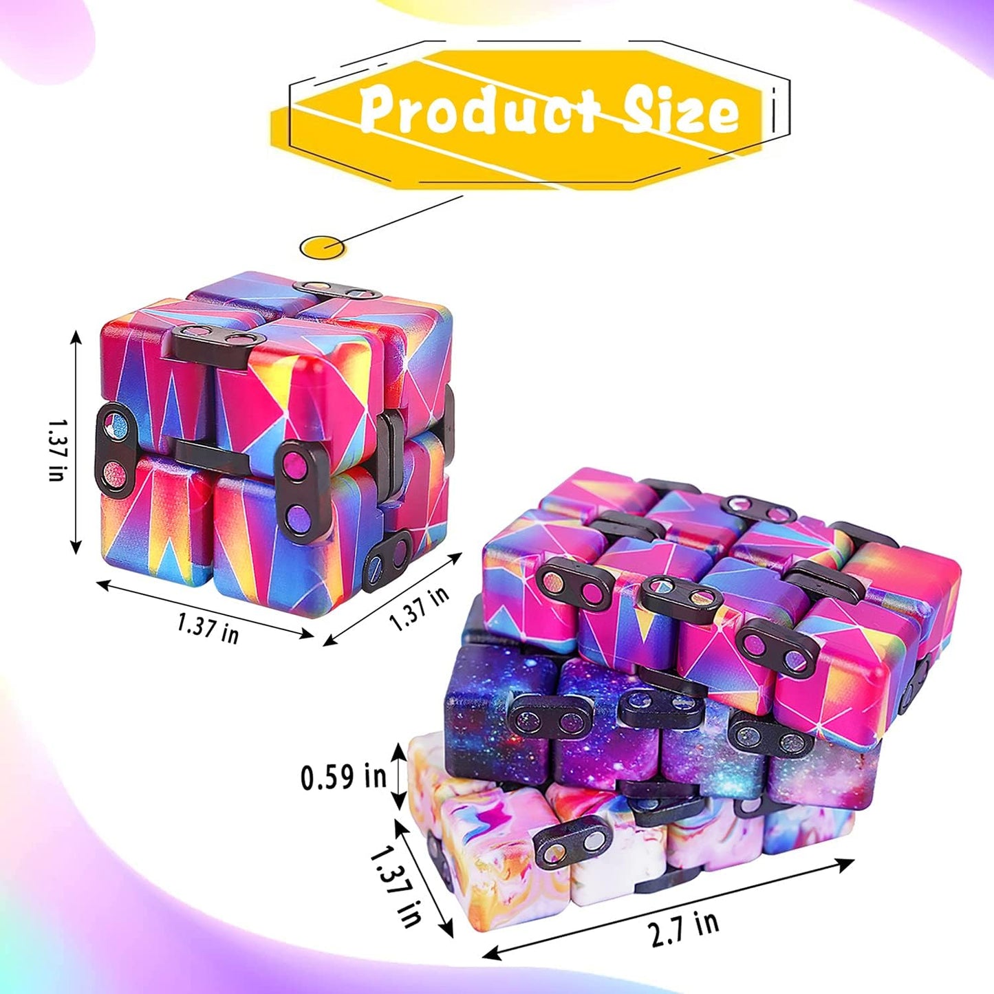 4 Packs Infinity Cube Toy Stress Relieving Game for Kids and Adults,Cute Mini Unique Gadget Anxiety