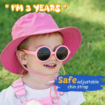 Baby Sun Hat Kids Summer UPF 50+ Toddler Bucket Hat Wide Brim Adjustable Beach Hats for Boys Girls