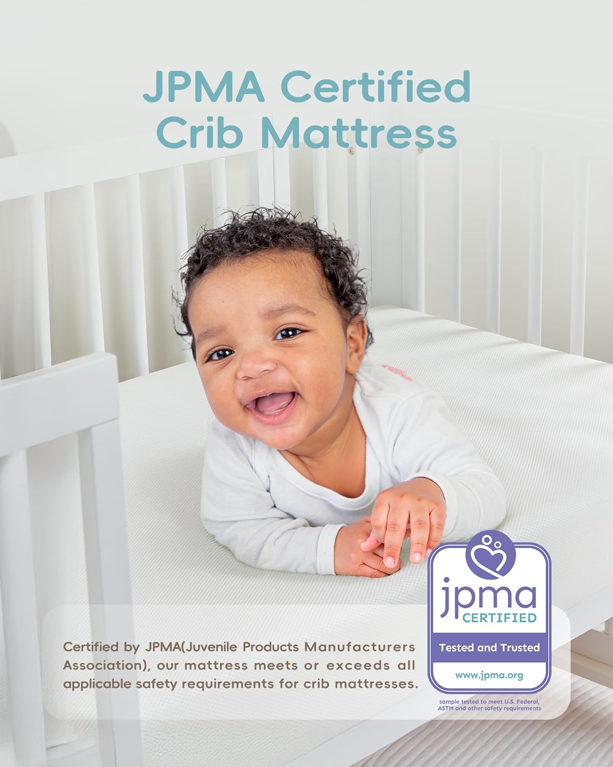 Crib Mattress, JPMA Certified Baby Mattress, Breathable Surface, CertiPUR-US and Oeko-TEX Approved