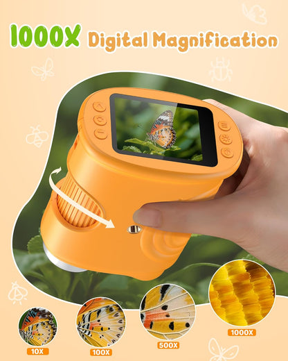 1000X Handheld Digital Microscope for Kids: Pocket Microscope with 2.0" IPS Screen - STEM Toys