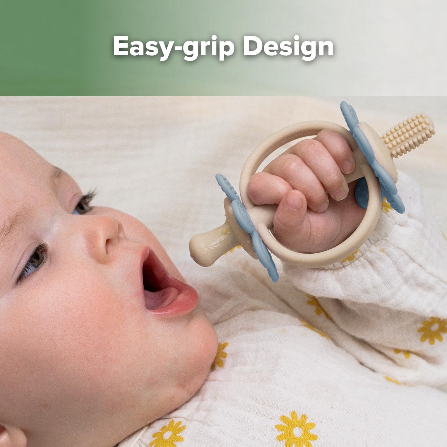 Haakaa Silicone Baby Teether Toys for 3M+ Babies, Easy to Grip, Sky Blue