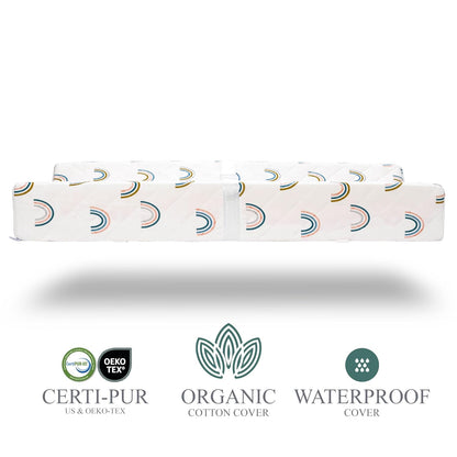 Organic Cotton Contoured Baby Changing Pad w/Waterproof Foam Mattress, Includes Soft, Removable &