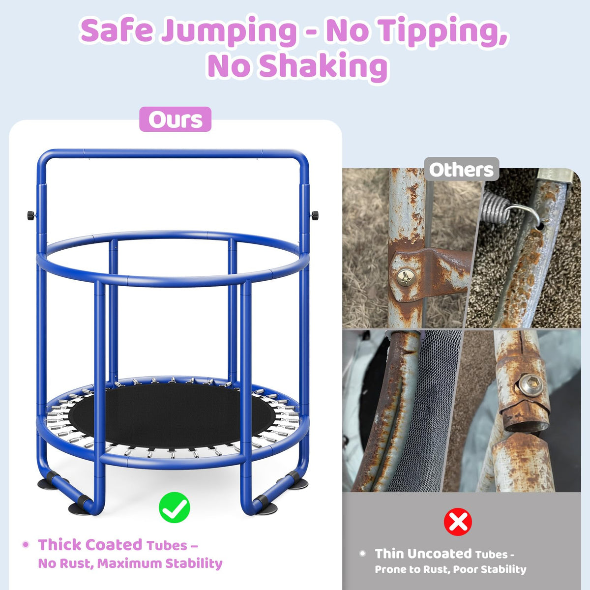 Yohood 55" Trampoline for Kids with Enclosure, 6-in-1 Toddler Trampoline Indoor Outdoor, ASTM