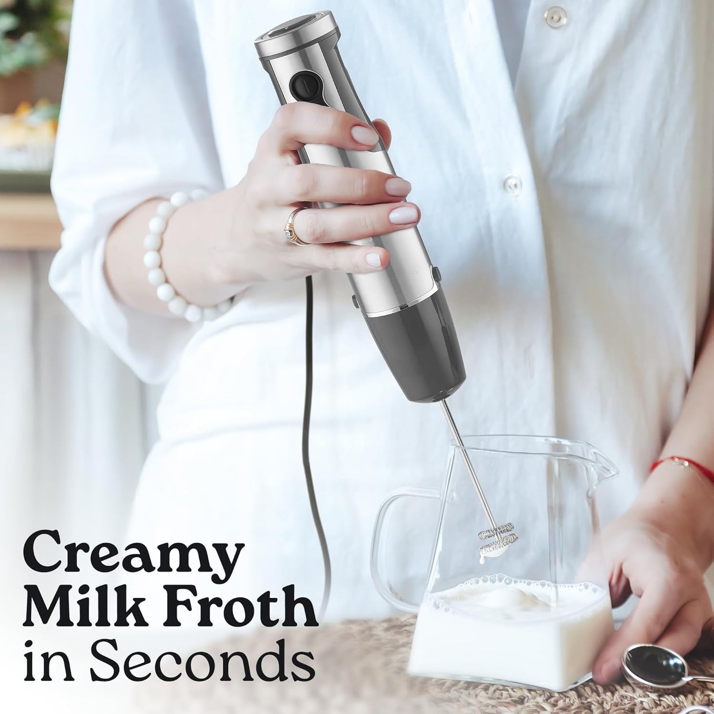Zulay 4-in-1 Immersion Stick Mixer Hand Blender - 800 Watts, 12 Speeds, 5-ft Power Electric Cord
