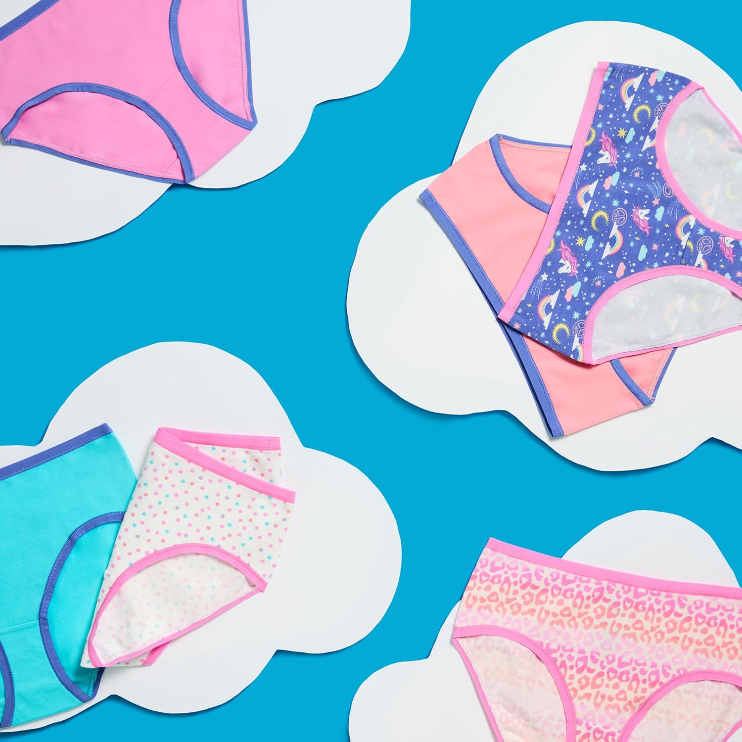 Saint Eve Kids Little Girls Cotton Underwear, Soft Breathable Multi Pack Brief Panties