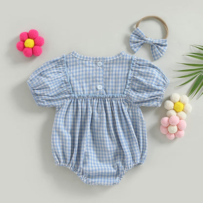 Douhoow Infant Baby Girl Plaid Romper Baby Sweatshirt Romper Ruffle Festival Clothes Fall Winter
