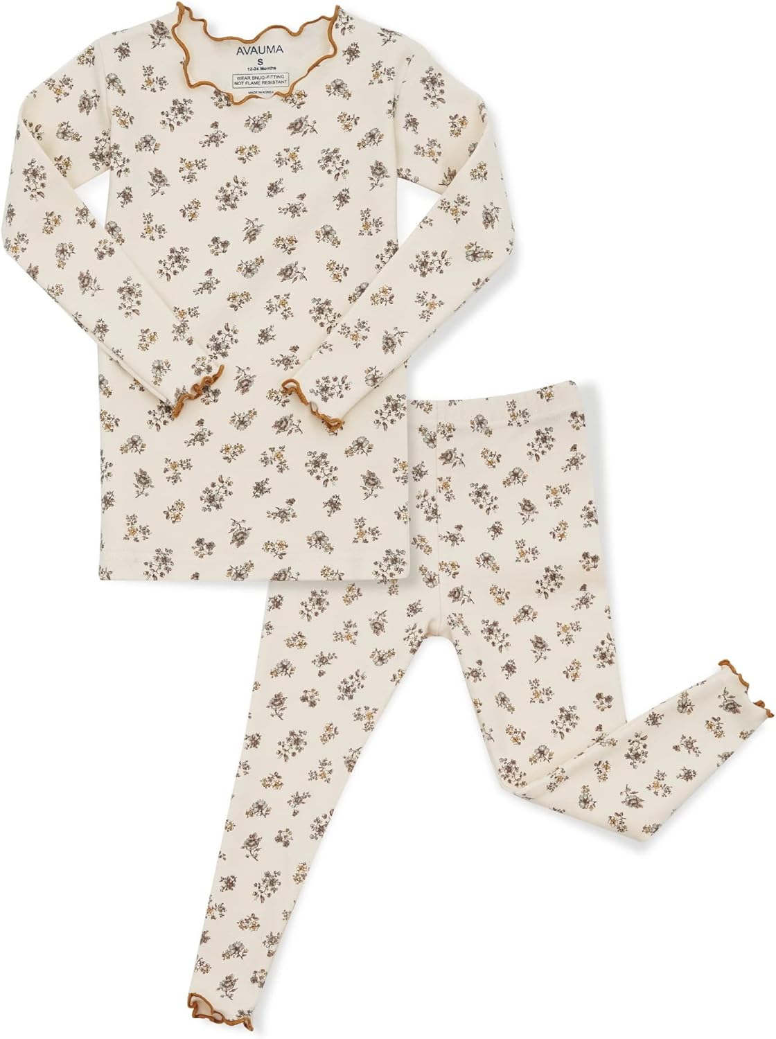AVAUMA Baby Boy Girl Pajama Set 6M-7T Kids Cute Toddler Snug fit Flower Pattern Design Pjs Cotton