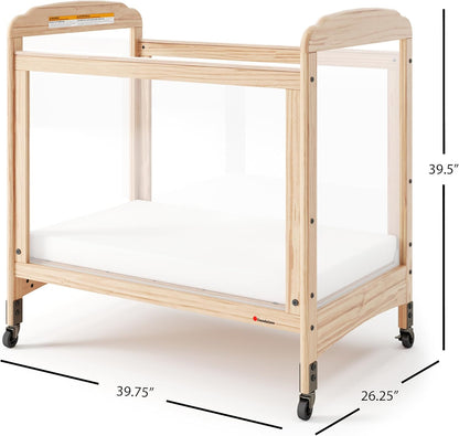 Foundations Serenity Compact Clearview Daycare Crib, Fixed Side, Durable Wood Construction