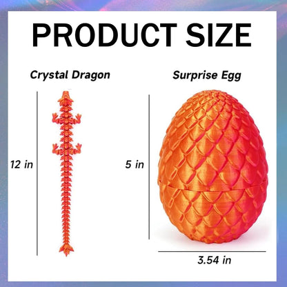 Cessfle 3D Printed Dragon in Egg, Crystal Dragon Eggs with Dragon Inside, Full Articulated Dragon