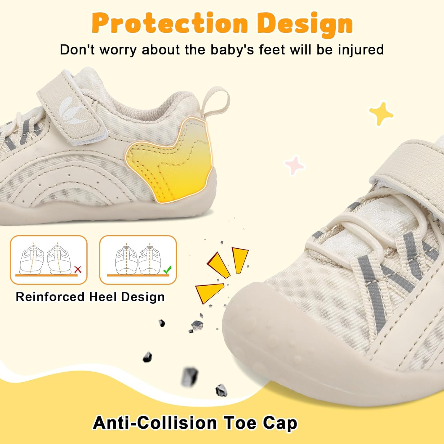 FEETCITY Wide Baby Shoes Boys Girls Baby Barefoot Shoes Breathable Infant Walking Shoe Crib Sock