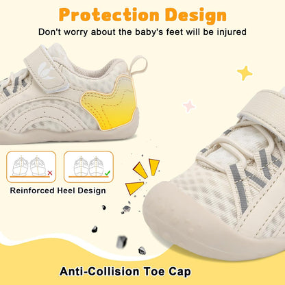 FEETCITY Wide Baby Shoes Boys Girls Baby Barefoot Shoes Breathable Infant Walking Shoe Crib Sock