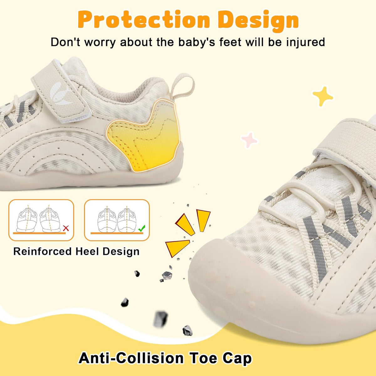 FEETCITY Wide Baby Shoes Boys Girls Baby Barefoot Shoes Breathable Infant Walking Shoe Crib Sock