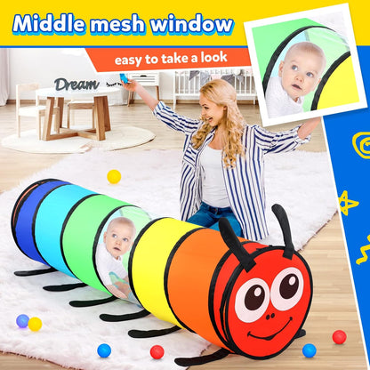 Moncoland Kids Play Tunnel for Toddlers, 6-ft Colorful Pop Up Crawl Through Tunnel Play Tent for