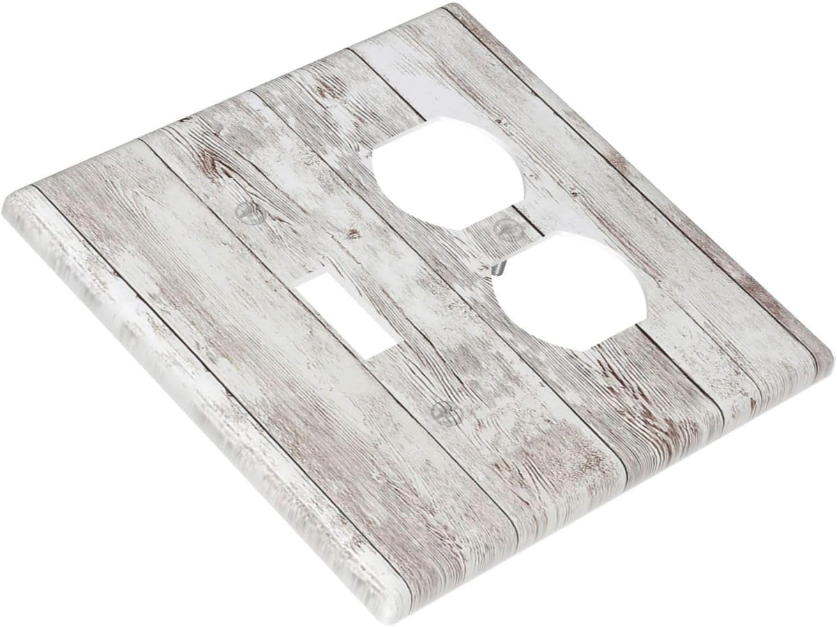 Wallplates Rustic Vintage White Wood Grain 1 Toggle 1 Duplex Switch Plate Electrical GFCI Faceplate