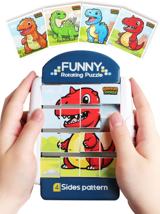 16-Piece Rotating Puzzles for Kids 4-6, Toddlers Puzzles 2-4, Road Trip, Airplane Activities Game